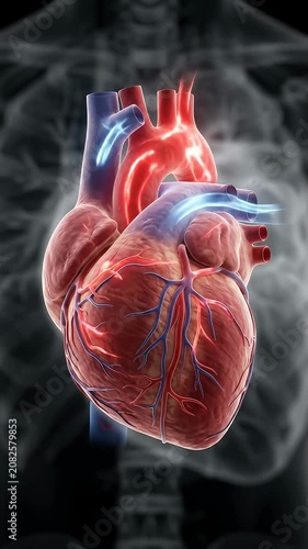 3d medical illustration of a human heart with a highlighted area