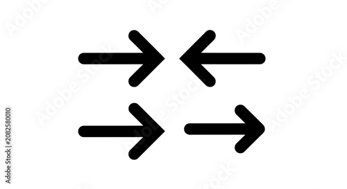 Four black arrows pointing inwards and outwards on a white background.