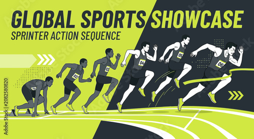 Dynamic Sprinter Action Sequence Illustrating Global Sports Competition And Achievement