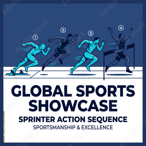 Dynamic Sprinter Action Sequence Illustration Global Sports Showcase Celebrating Excellence