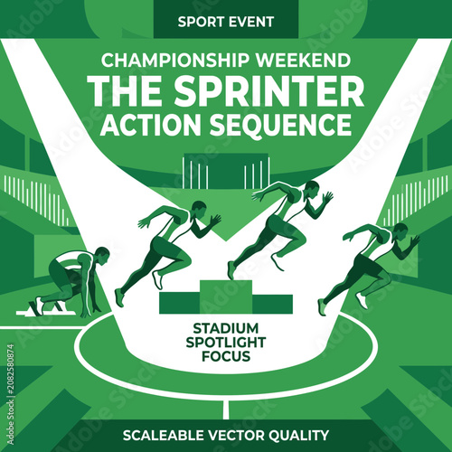 Dynamic Sprinter Action Sequence on Championship Weekend Stadium Spotlight Focus