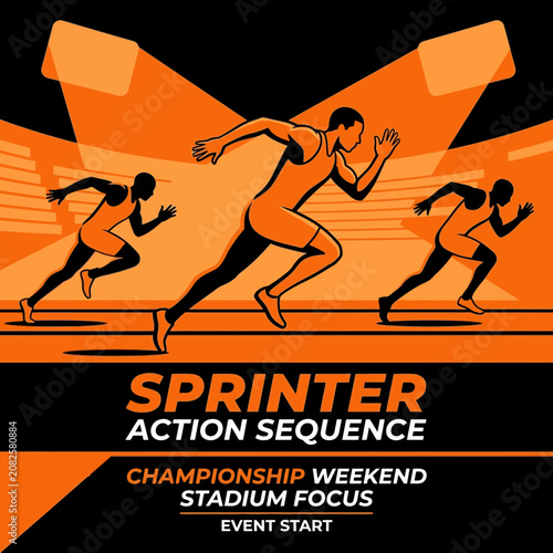 Dynamic Sprinter Action Sequence Stadium Focus Championship Weekend Event Start