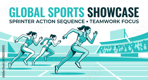 Dynamic Sprinter Action Sequence Teamwork Focus Global Sports Showcase