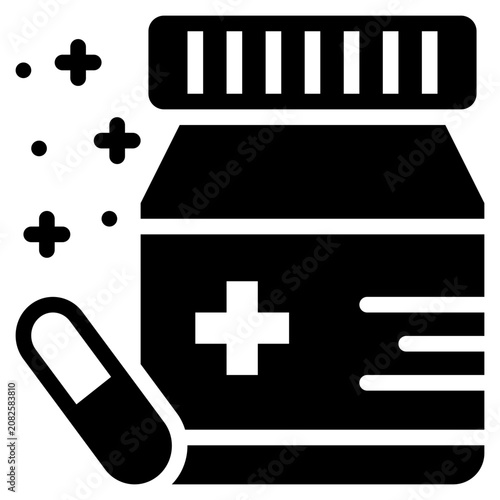 pill drug bottle medical medicine solid glyph icon