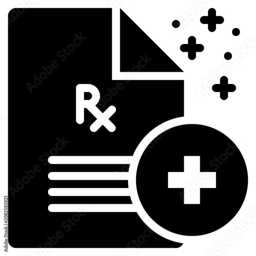 report paper medicine drug certificate solid glyph icon
