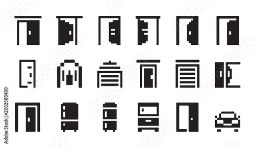 Bild auf Leinwand Door icons set