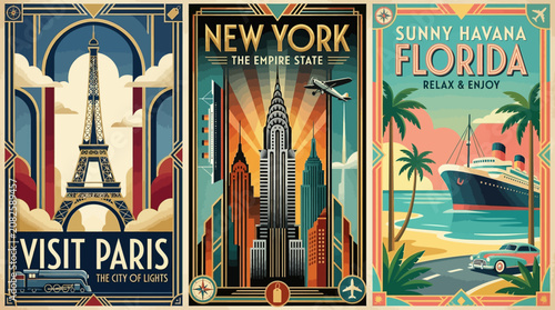 Vintage Travel Posters: Paris, New York, Florida