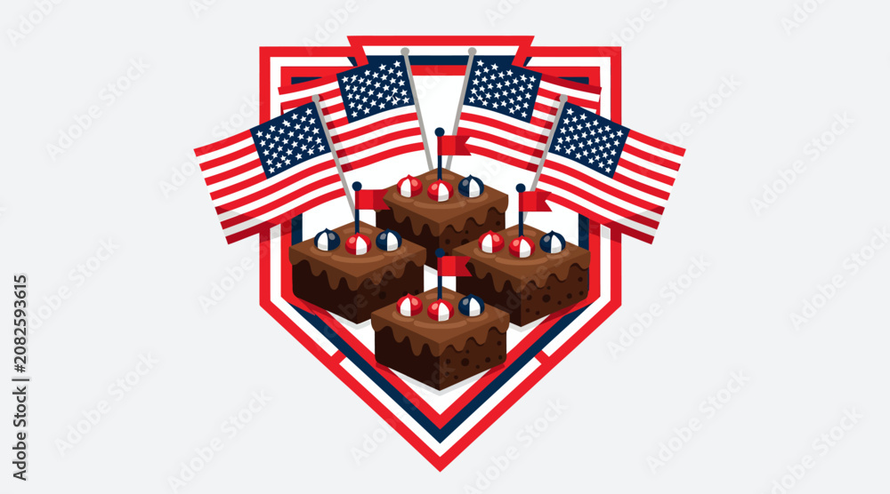 Obraz premium american birthday cupcakes with flags