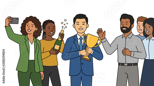 Diverse Group Celebrating Success.
