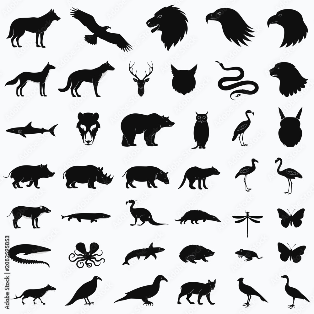 Fototapeta premium Collection of animal silhouettes