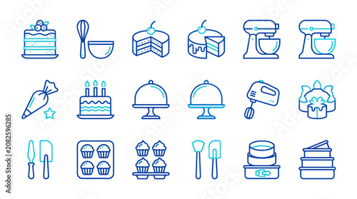 Tableau sur toile Baking icons and kitchen utensils set.