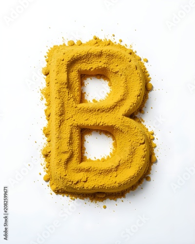 Yellow powder is stacked in the shape of an alphabet B on the floor.