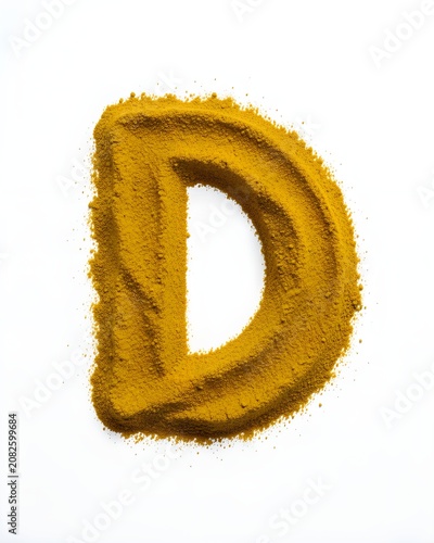 Yellow powder is stacked in the shape of an alphabet D on the floor.