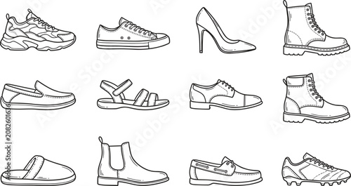 Valokuva Footwear Icon Vector Illustration Featuring Sneaker, Canvas Shoe, Heel, Boot, Lo