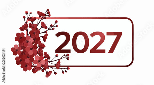2027 year with red flowers