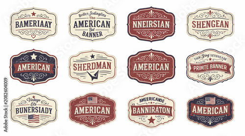American vintage banners and labels