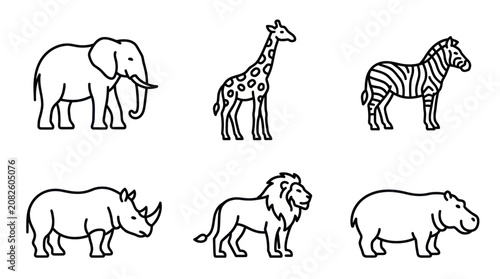 Photography Safari wild animals icon set.