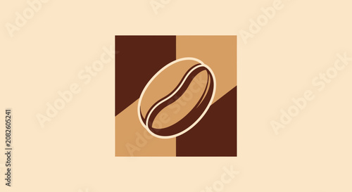 Minimalistic Coffee Bean Design With Geometric Background On Beige Texture