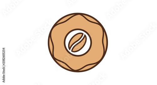Minimalistic Coffee Bean Donut Symbol on a White Background for Various Creative Uses