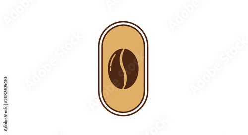 Minimalistic Coffee Bean Symbol Inside a Capsule Design on a Plain White Background