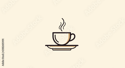 Minimalistic Coffee Cup Icon On Saucer With Rising Steam Perfect For Any Digital Use