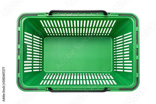 Overhead view of a vibrant green plastic shopping basket on png, shopping basket, green basket, plastic basket, store basket, supermarket basket, shopping container, retail, grocery, market, container