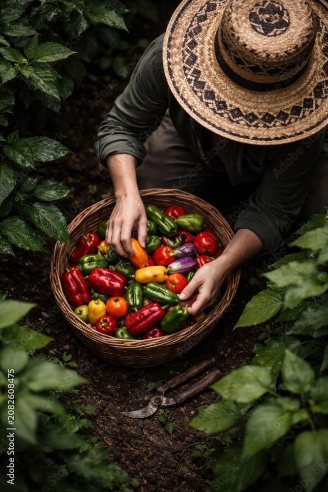 Naklejka premium Harvesting vibrant garden vegetables.