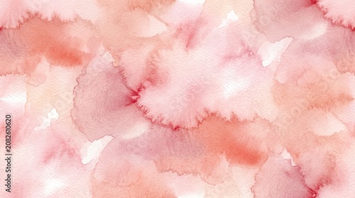 A stunning and delicate abstract watercolor texture background showcasing soft blend washes of vibrant coral pink and warm rose gold hues, ideal for elegant design backdrops.