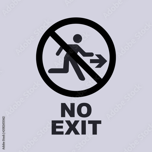 Foto No Exit Sign Icon, Prohibited Exit Symbol with Running Man,