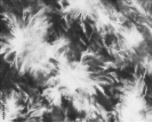 An intricate and dynamic abstract background showcasing a mesmerizing halftone dot texture in striking monochrome, creating a sophisticated visual effect