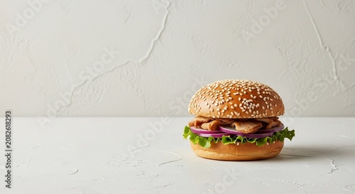 Delicious burger on white background.