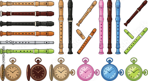 Fotografía Recorder flute collection featuring soprano recorders wooden flutes colorful ins