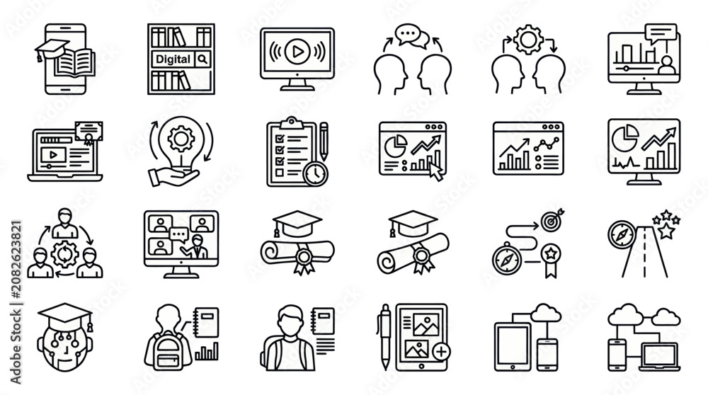 Fototapeta premium Business management strategy and data analysis icons