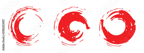 Creative vector illustration of hand drawning circle line sketch set isolated on a white background.  Circle Brush Stroke. Grunge circles brush set. Red grunge circle frames. eps 10
