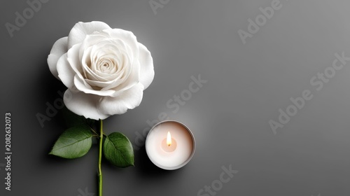 Rose and candle representing loss memory and hope