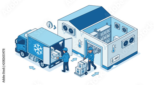 Tableau sur toile Cold chain logistics illustration of refrigerated transport and storage
