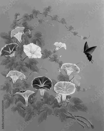 Elegant Japanese Morning Glory Floral Vector Design