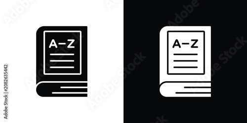 Foto Dictionaries icon in black and white, best for Gaphic Design