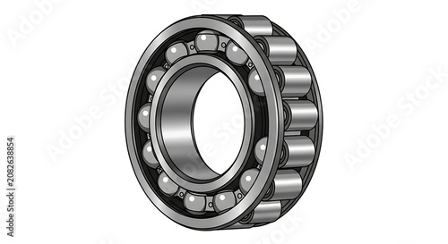 Close up isolated bearing ball mechanical component industrial part on transparent background