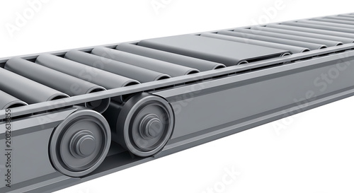 Industrial Roller Conveyor System Moving Goods in a Warehouse Setting with Minimalist Design Style
