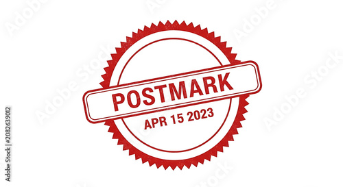 Red Circular Postmark Stamp with Date Isolated on a White Background for Postal Documentation