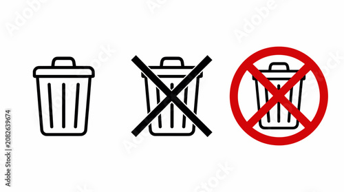 Trash Bin Symbols Indicating Prohibition of Disposal
