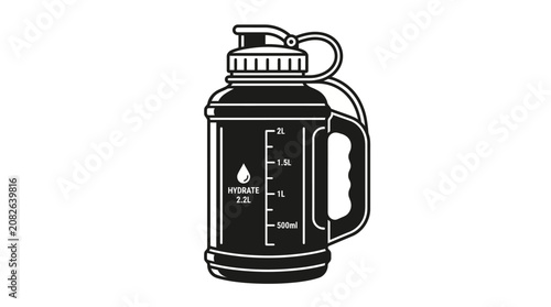 Tableau sur toile Black insulated water bottle with handle.