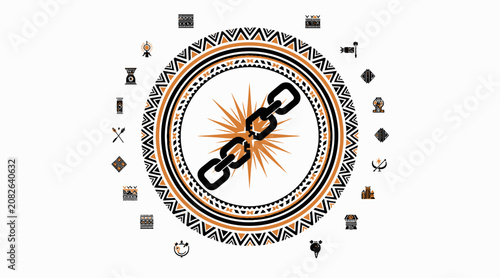 Chains Broken Symbol, Freedom Concept, Abstract Tribal Design