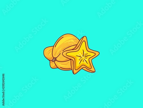 Starfruit Cartoon Vector Icon Illustration
