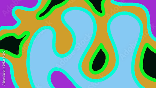 Retro Psychedelic Abstract Wavy Shapes Bold Colors Background