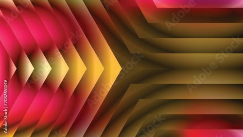 Foto Elegant dark 3D geometric abstract surface with deep red and gold gradient