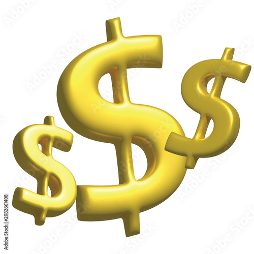 3d golden dollar sign