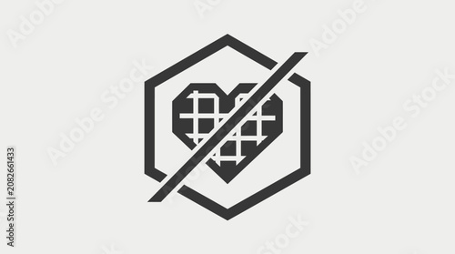 No Heart Symbol Icon, Geometric Design, Forbidden Love Concept