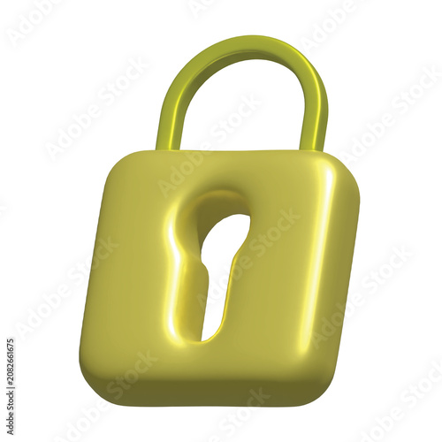 3d padlock with key